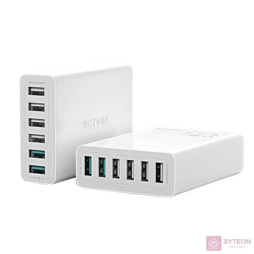 6x USB töltő Blitzwolf BW-S15, QC 3.0, 60W (fehér)