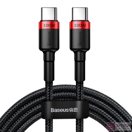 Baseus Cafule USB-C – USB-C kábel, QC 3.0, PD 2.0, 100 W, 5A, 2 m (piros-fekete)