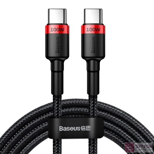 Baseus Cafule USB-C – USB-C kábel, QC 3.0, PD 2.0, 100 W, 5A, 2 m (piros-fekete)