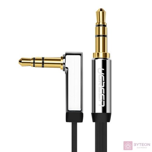 Szögletes mini jack kábel 3,5 mm AUX UGREEN lapos 2 m (fekete)