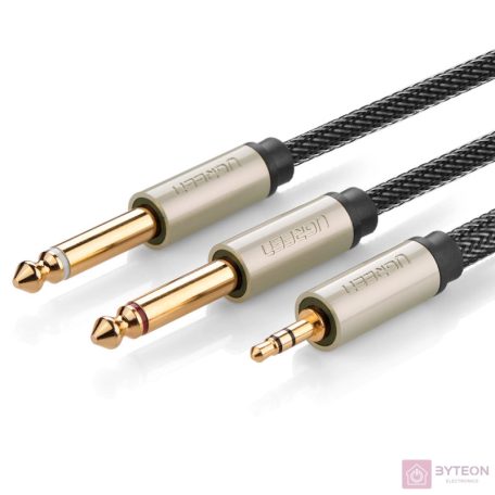 UGREEN AV126 3,5 mm-es TRS kábel 2x TS-hez - 1 m (szürke)