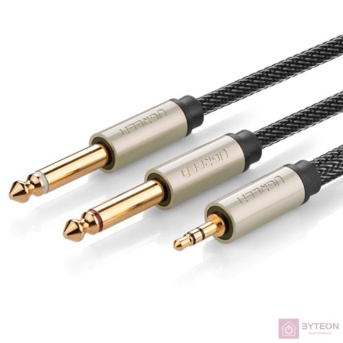UGREEN AV126 3,5 mm-es TRS kábel 2x TS-hez - 1 m (szürke)