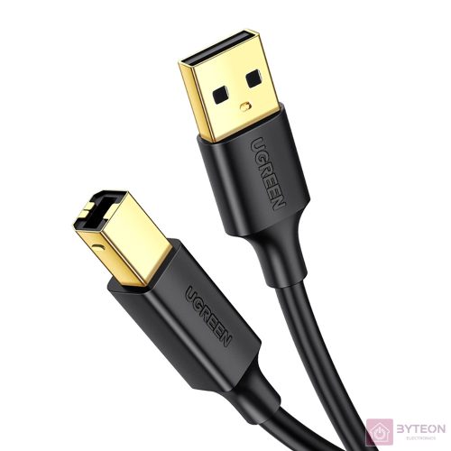 UGREEN US135 USB 2.0 AB nyomtatókábel, aranyozott, 2 m (fekete)