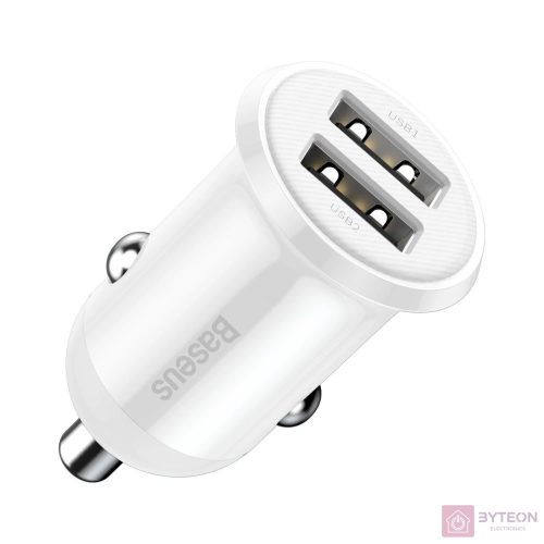 Baseus Grain Pro 2x USB 4.8A autós töltő (fehér)