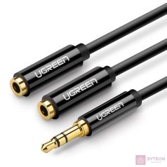   AUX audio elosztó 3,5 mm-es jack kábel UGREEN AV123, 25 cm (fekete)