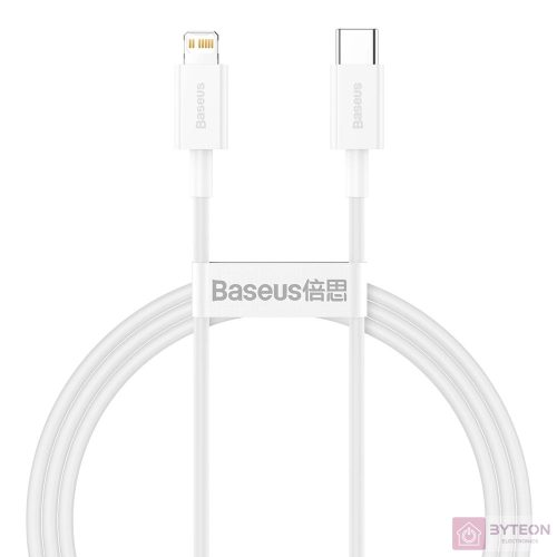 USB-C kábel a Lightning Baseus Superior sorozathoz, 20 W, PD, 1 m (fehér)