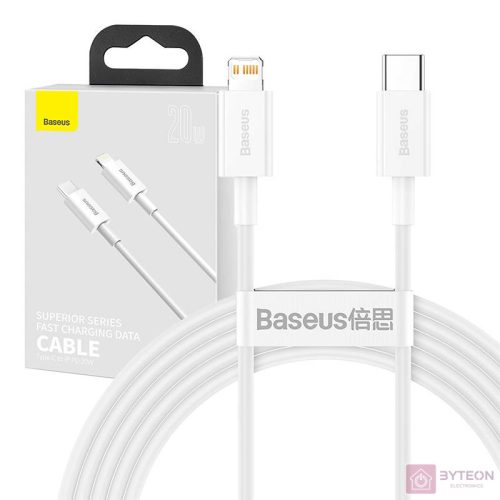 USB-C kábel a Lightning Baseus Superior sorozathoz, 20 W, PD, 2 m (fehér)