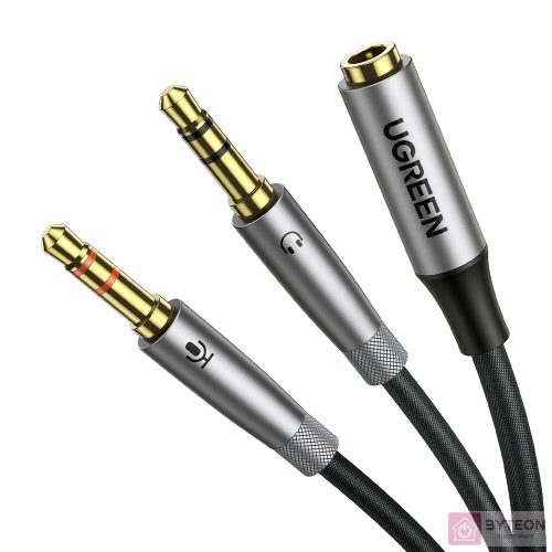 UGREEN AV193 AUX audio splitter fejhallgató + mikrofon 3,5 mm-es mini jack kábelhez (szürke)