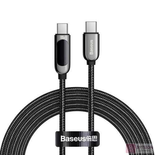 USB-C – USB-C Baseus kijelzőkábel, 100 W, 2 m (fekete)