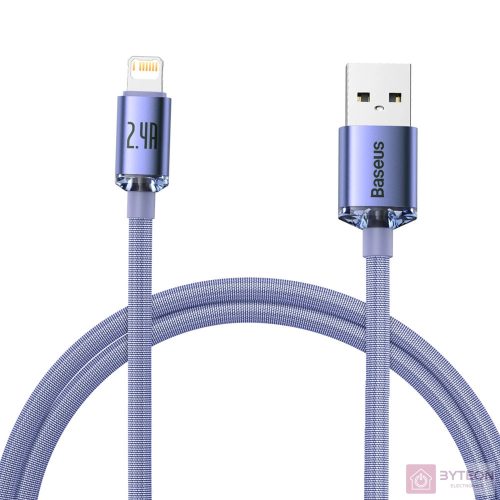 USB-kábel a Lightning Baseus Crystal Shine, 2,4A, 1.2m (ibolya)