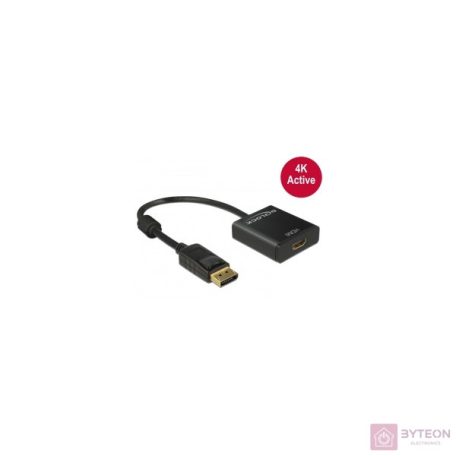 Delock Displayport 1.2 male -> HDMI 4K female aktív - Fekete