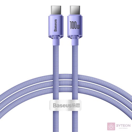 USB-C-kábel a USB-C Baseus Crystal Shine, 100W, 2m (fekete)
