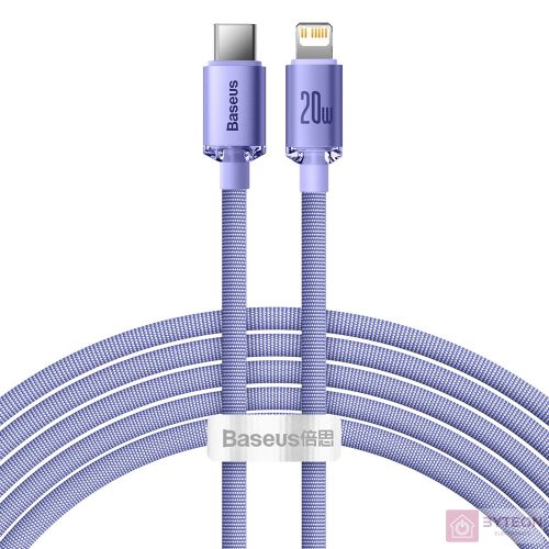 Baseus Crystal USB-C kábel a Lightninghez, 20W, PD, 2m (ibolya)
