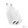 Baseus kompakt gyorstöltő, 2x USB, 10.5W (fehér)