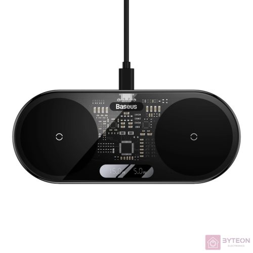 Baseus Digital LED Display Kettős Qi vezeték nélküli töltő, 20W