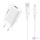 Vipfan E01 hálózati töltő, 1x USB, 2,4A + Micro USB kábel (fehér)