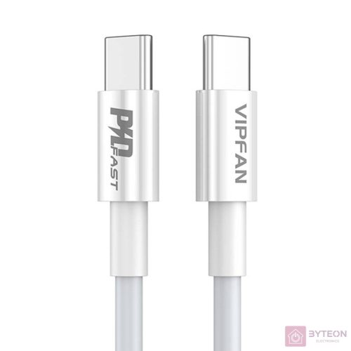 USB-C-USB-C kábel Vipfan P02, 1m (fehér)
