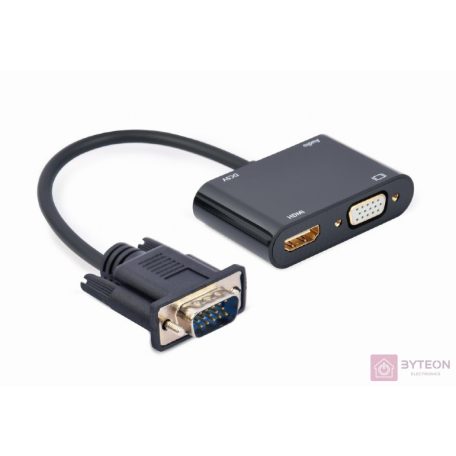 GEMBIRD VGA to HDMI + VGA adapter cable 0.15m black