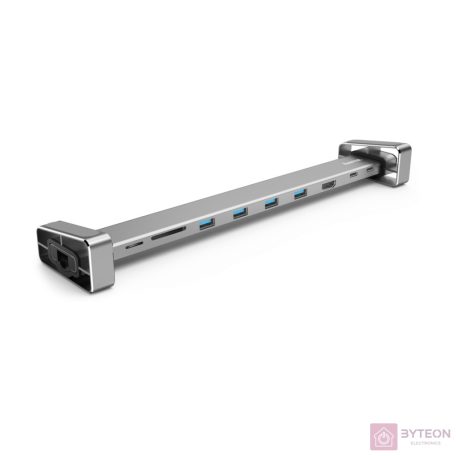 Hama 200103 ezüst USB 3.1 Type-C 9in1 HUB (USB 3.1, HDMI, LAN, USB-C, PD, SD)