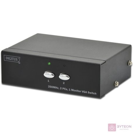 DIGITUS VGA switch 2-Port 250MHz 1Display 2PCs 3xVGA HDSUB15 Buchse Max. 1920x1080 Pixel at 60Hz incl. power supply