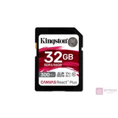   KINGSTON 32GB Canvas React Plus SDHC UHS-II 300R/260W U3 V90 for Full HD/4K/8K