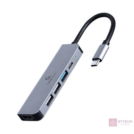 GEMBIRD A-CM-COMBO5-03 Multi Port Adapter USB Type C 5in1 Hub + HDMI + PD