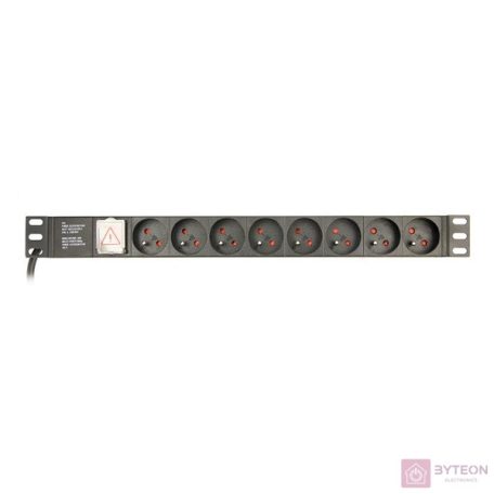 GEMBIRD Power distribution unit PDU 8 French sockets 1U 16A C14 plug 3m cable