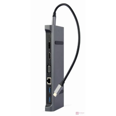 GEMBIRD A-CM-COMBO9-02 USB Type C 9in1 multi port adapter USB Hub3.0 + HDMI + DisplayPort + VGA + PD + LAN + stereo audio