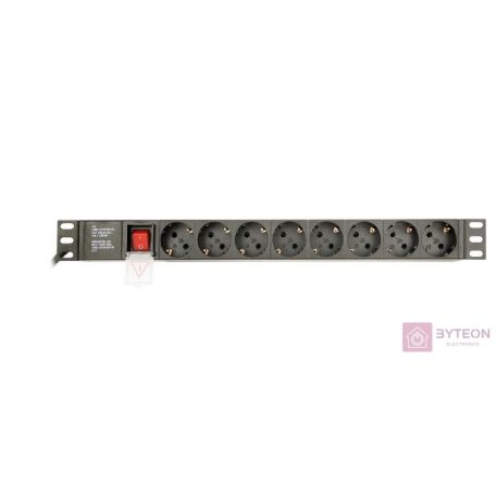GEMBIRD Power distribution unit PDU 8 Schuko sockets 1U 16A 3m cable