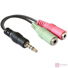   Headset Jack 3.5" 4pin apa -> Jack 3.5" 3pin 2x anya (Delock)