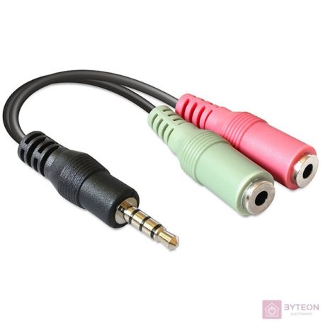 Headset Jack 3.5" 4pin apa -> Jack 3.5" 3pin 2x anya (Delock)