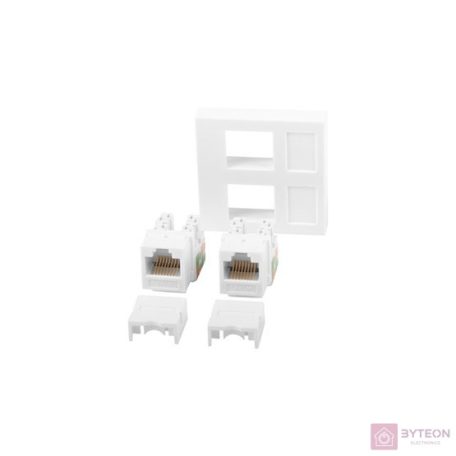 LANBERG 2xRJ45 45x45 socket + keystone 2xcat. 6 UTP white