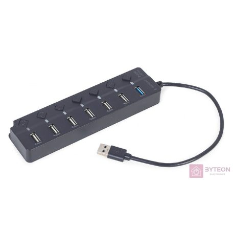 GEMBIRD 7-port USB HUB 1 x USB 3.1 + 6 x USB 2.0 with switches black