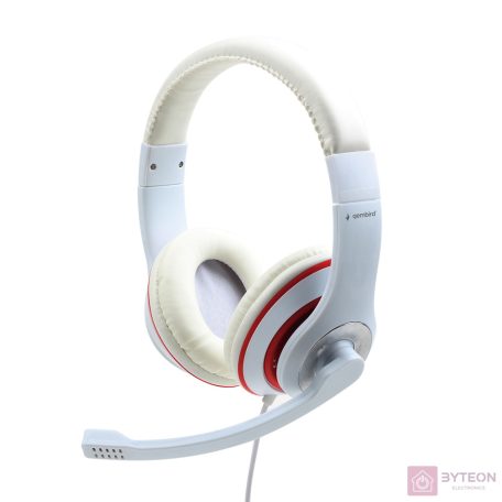 GEMBIRD MHS-03-WTRD Stereo headset with microphone white color with red ring
