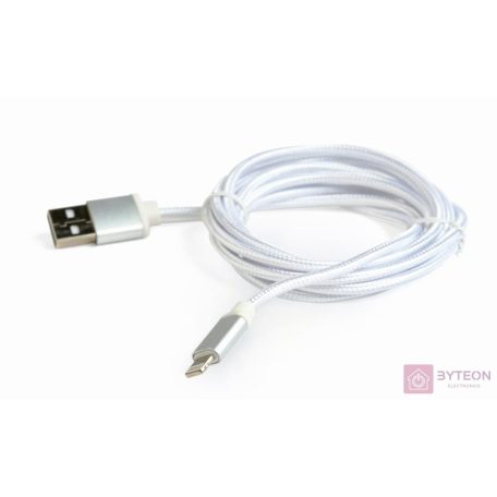 GEMBIRD CCB-mUSB2B-AMLM-6-S USB to 8-pin cable cotton braided metal connectors 1.8m silver