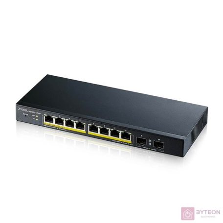 ZYXEL GS1900-10HP v2 8-port GbE L2 PoE Smart Switch + 2 SFP slots 802.3at desktop fanless 70 Watt