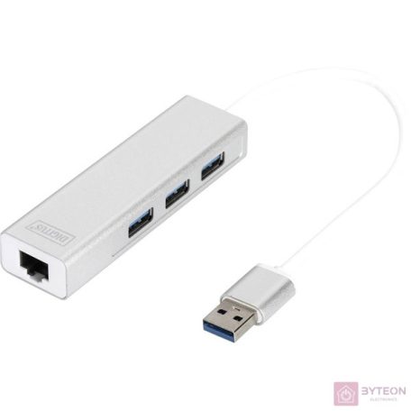 DIGITUS USB3.0 3-Port HUB GLAN Adapter 3xUSB A/F 1xUSB A/M 1xRJ45 LAN