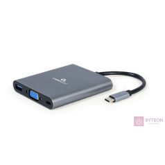   GEMBIRD A-CM-COMBO6-01 Multi Port Adapter USB Type C 6in1 Hub3.1 HDMI VGA PD card reader stereo audio space grey