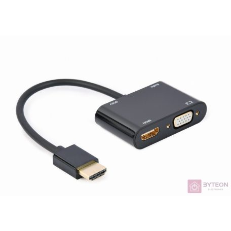 GEMBIRD HDMI male to HDMI female + VGA female + audio adapter cable black