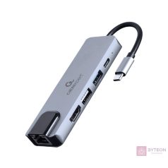   GEMBIRD A-CM-COMBO5-04 Multi Port Adapter USB Type C 5in1 Hub + HDMI + PD + LAN