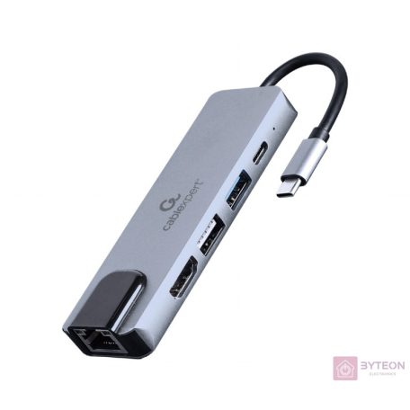 GEMBIRD A-CM-COMBO5-04 Multi Port Adapter USB Type C 5in1 Hub + HDMI + PD + LAN