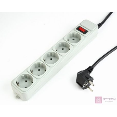 ENERGENIE SPG3-B-15C Surge protector 5 sockets Schuko 4.5m grey