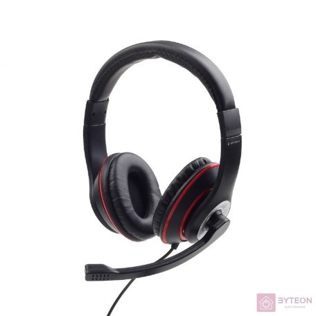 GEMBIRD MHS-03-BKRD Stereo headset with microphone black color with red ring