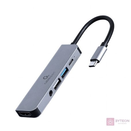 GEMBIRD A-CM-COMBO5-02 Multi Port Adapter USB Type C 5in1 Hub + HDMI + PD + stereo audio
