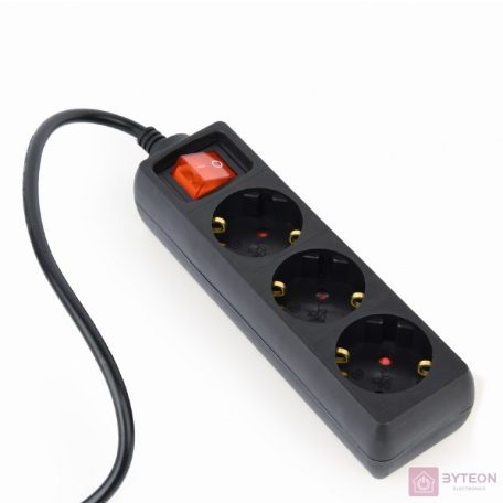 ENERGENIE EG-PSU3-01 UPS power strip 3x Schuko fused switch 16A C14 plug 0.6m black