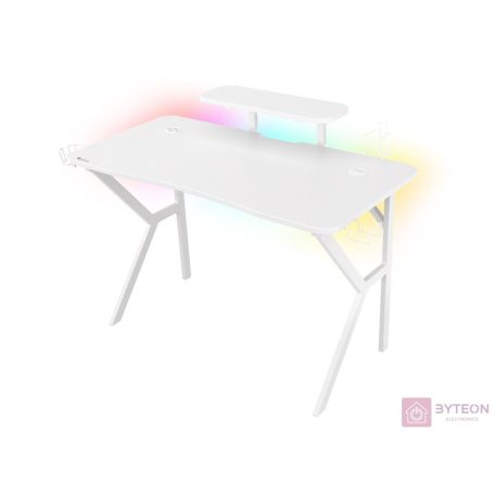 Genesis Holm 320 Gamer asztal RGB világítással, fehér