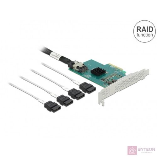 Delock PCI Express kártya 4 x SATA 6 Gb/s RAID és HyperDuo-hoz - alacsony profilú formatényező