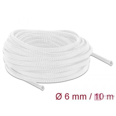 Delock Fonott kábelharisnya nyújtható 10 m x 6 mm fehér