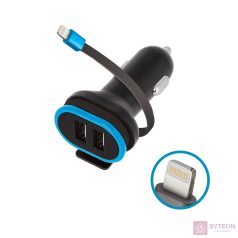   Forever CC-02 Autós tölto kábellel, dupla, 3A, iPhone 8-pin