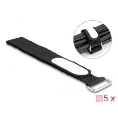   Delock Tépőzáras kábelkötegelő horoggal és feliratozható felülettel Hx 305 mm és Sz 25 mm 5 db. fekete